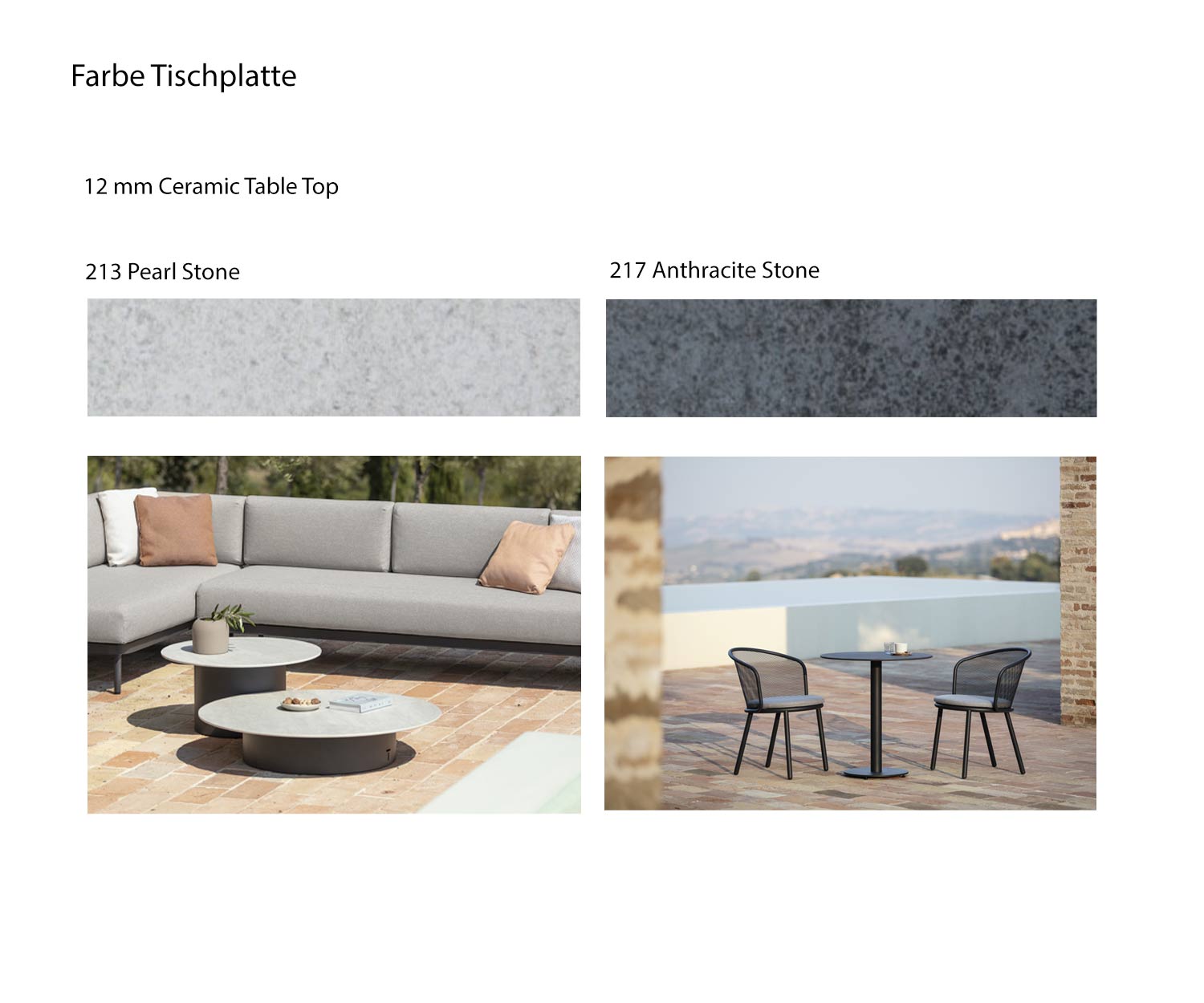 Tavolino Branta Colori Piano in ceramica bianco antracite pietra Tavolino Branta Colori Piano in ceramica bianco antracite pietra