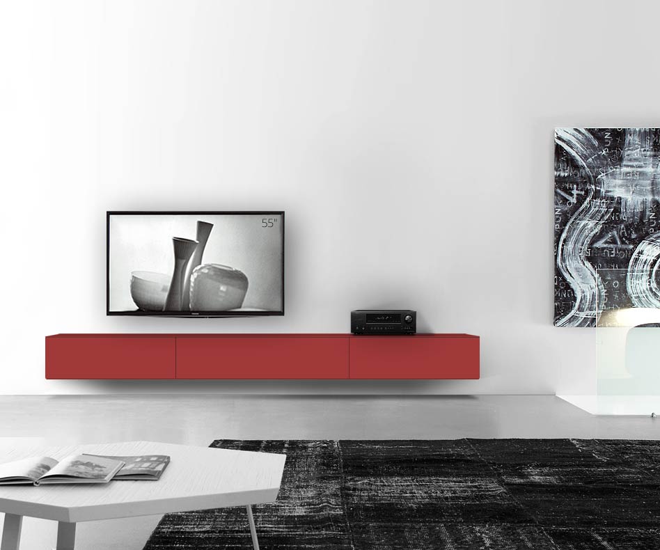 /Muro basso di design L300 H33 5 rosso opaco /Muro basso di design L300 H33 5 rosso opaco