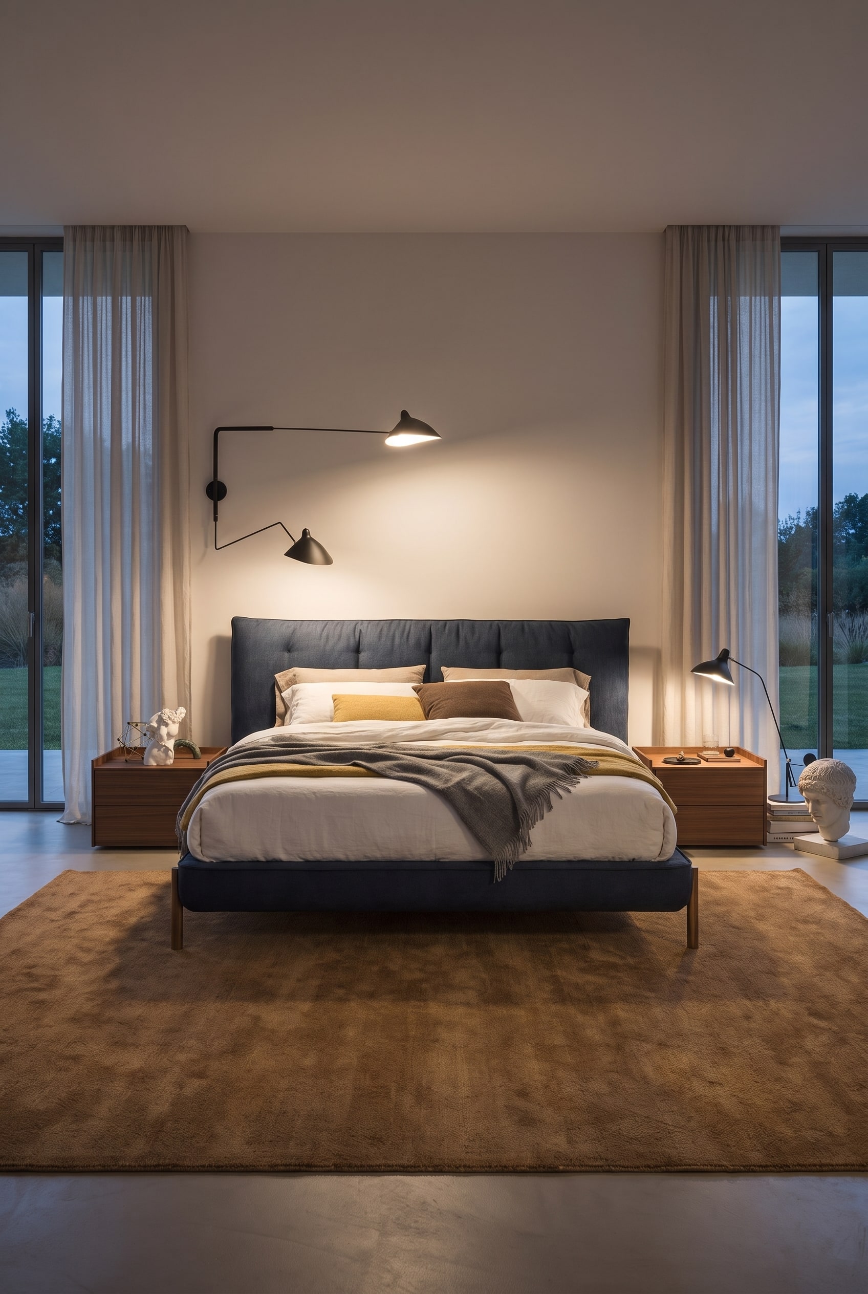Modernes Schlafzimmer mit Polsterbett
