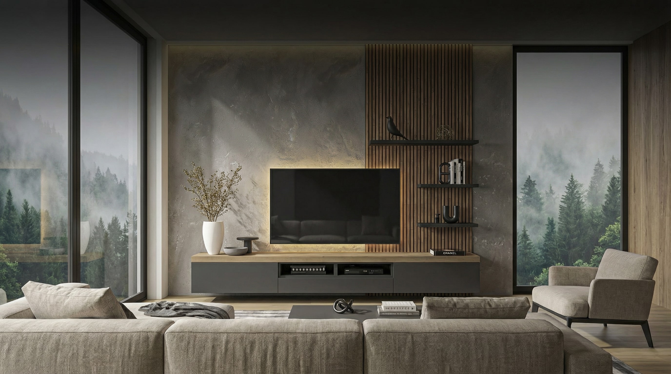 Wohnzimmer Wohnwände 2026: Die Regel, die Designer nutzen