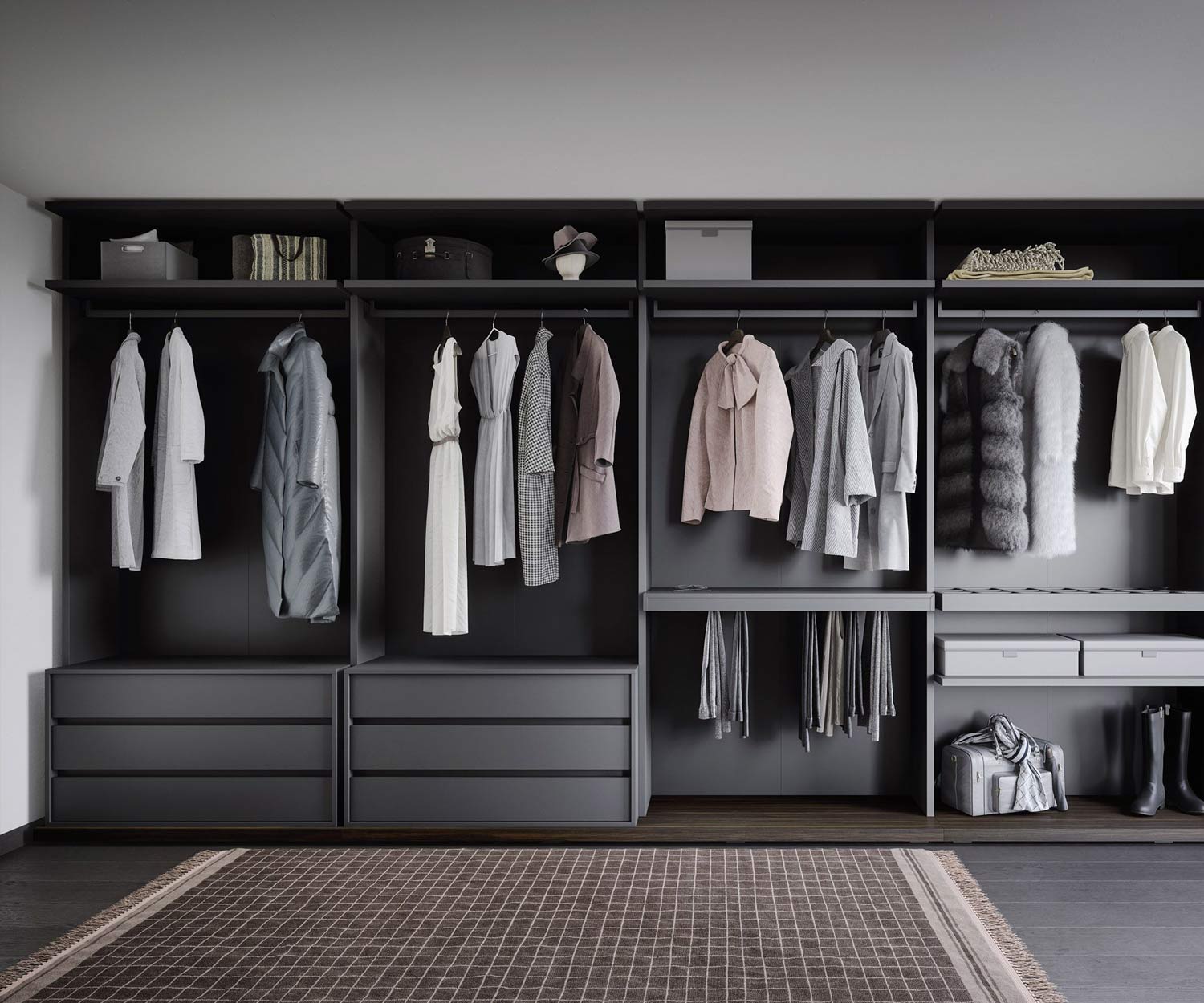 Armadio spogliatoio design grigio scuro opaco Novamobili Benn Armadio spogliatoio design grigio scuro opaco Novamobili Benn