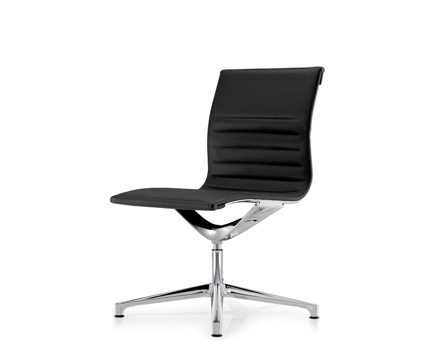 ICF Una Chair Managment sedia da ufficio design sedia girevole 4 bracci senza rotelle H42 cm senza pelle pelle nera 901 ICF Una Chair Managment sedia da ufficio design sedia girevole 4 bracci senza rotelle H42 cm senza pelle pelle nera 901