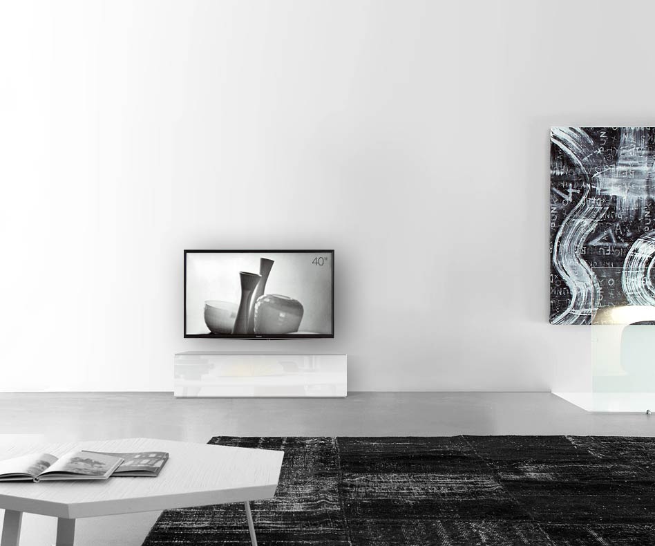 /Piano ribassato di design B120 H35 bianco lucido /Piano ribassato di design B120 H35 bianco lucido