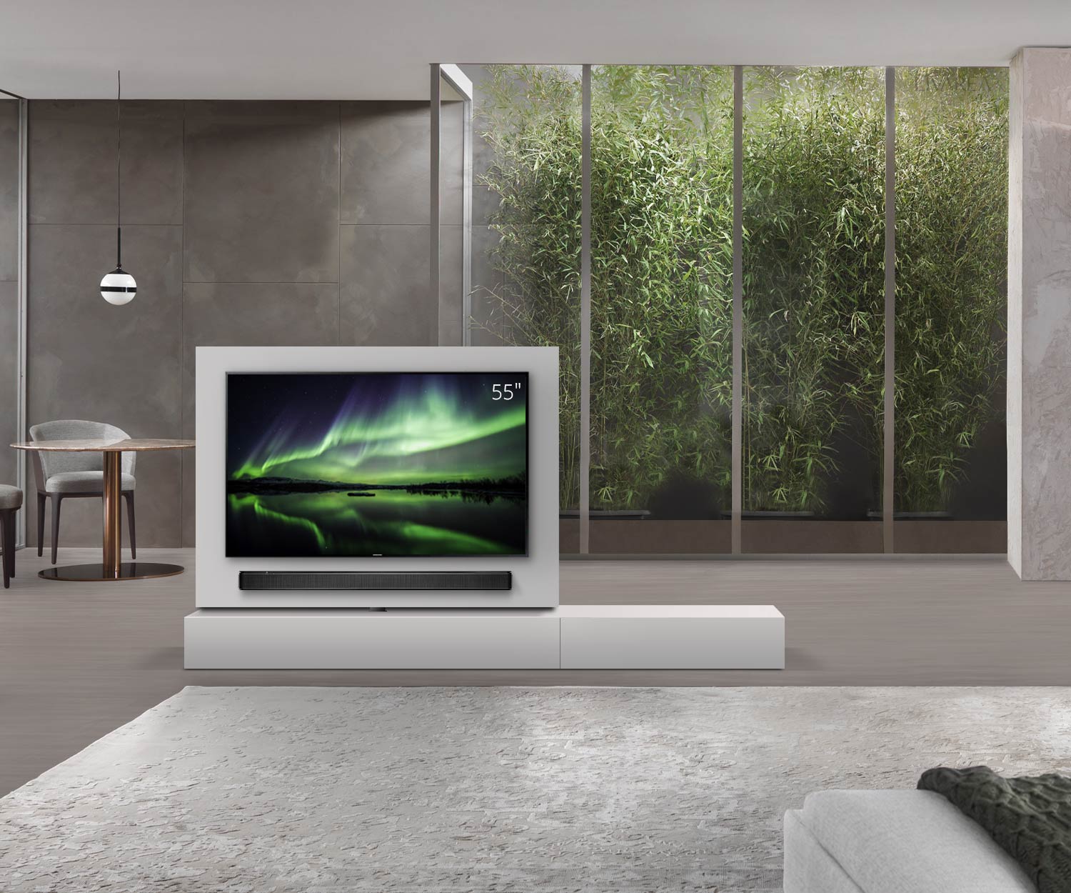 Livitalia Divisorio basso Roto design con pannello TV orientabile L150 65 H25 P56 ArticoM B90re oBox