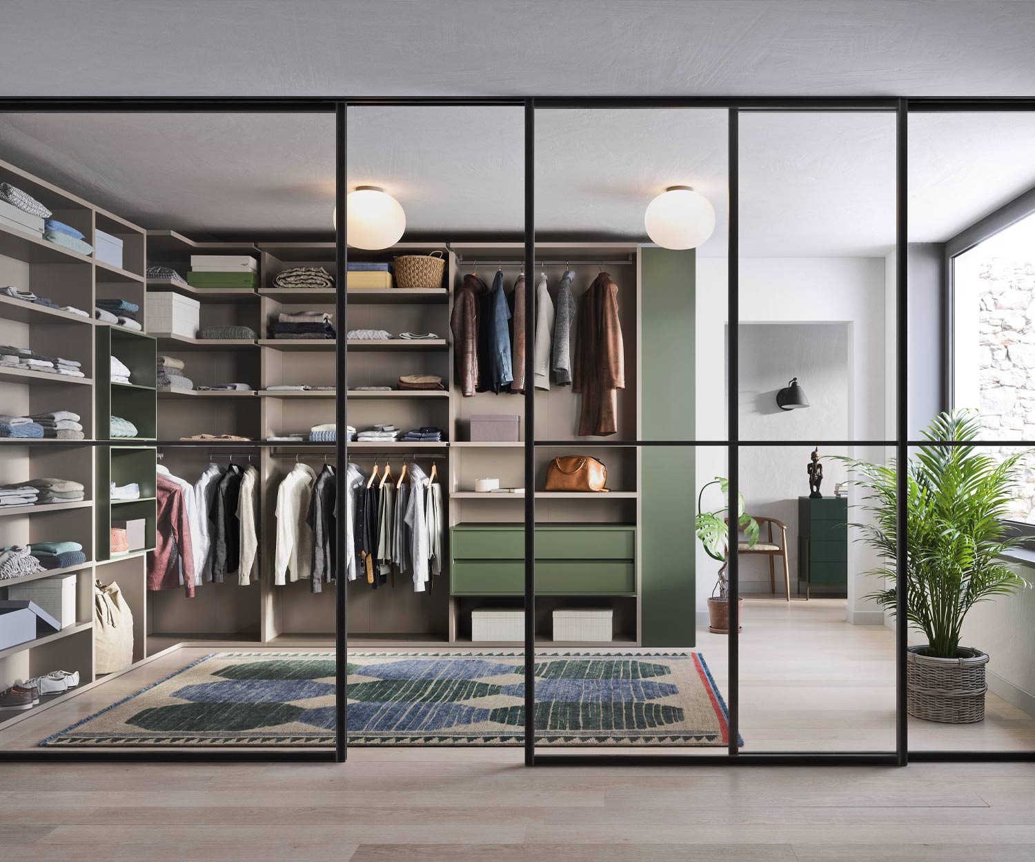 Cabina armadio di design Ben di Novamobili disposta ad angolo Cabina armadio di design Ben di Novamobili disposta ad angolo