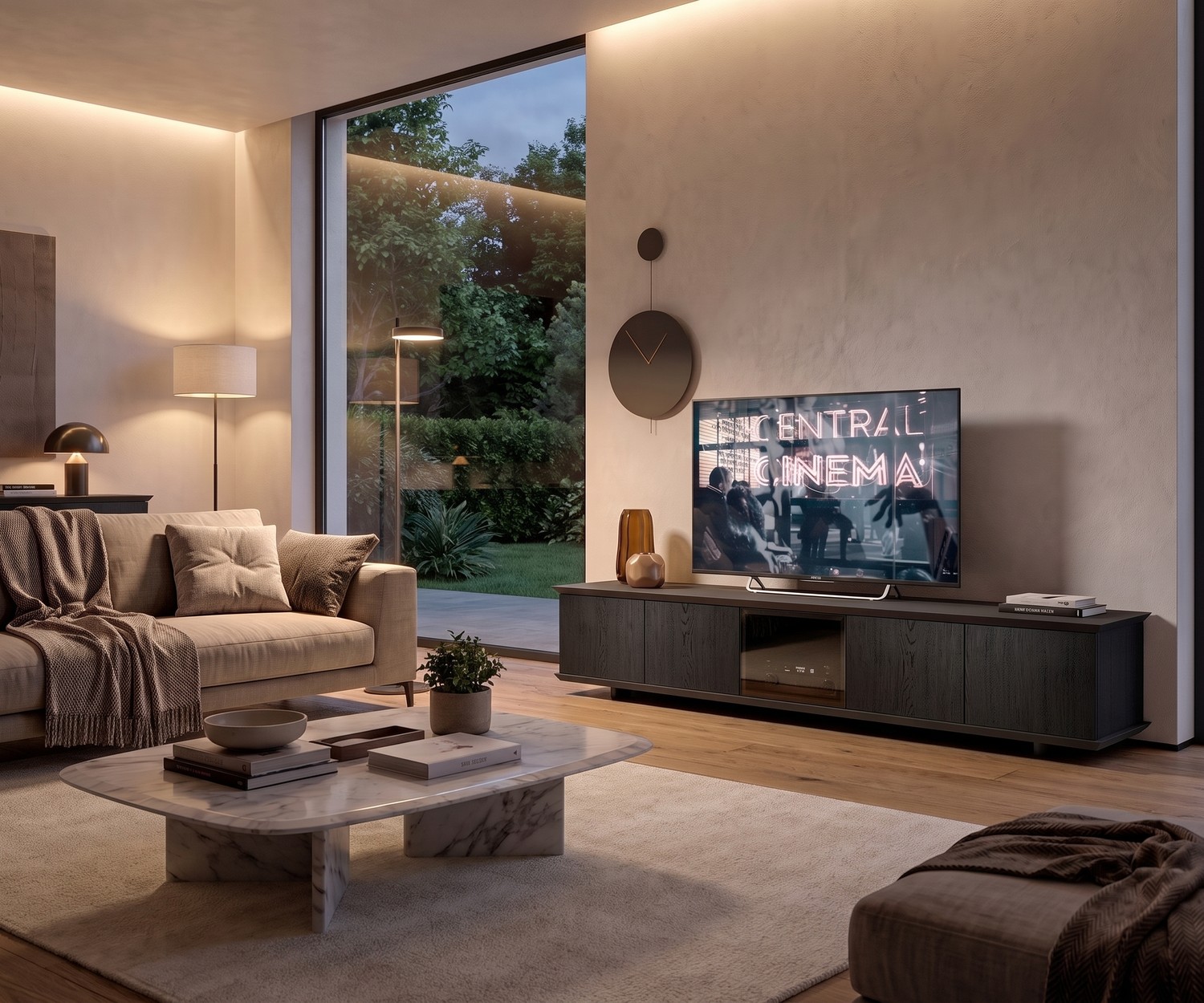 Mobile TV Lowboard Ozzio Brera in Rovere Nero Mobile TV lowboard Ozzio Brera in rovere nero con anta in vetro fumé. Madia moderna per la TV in soggiorno.