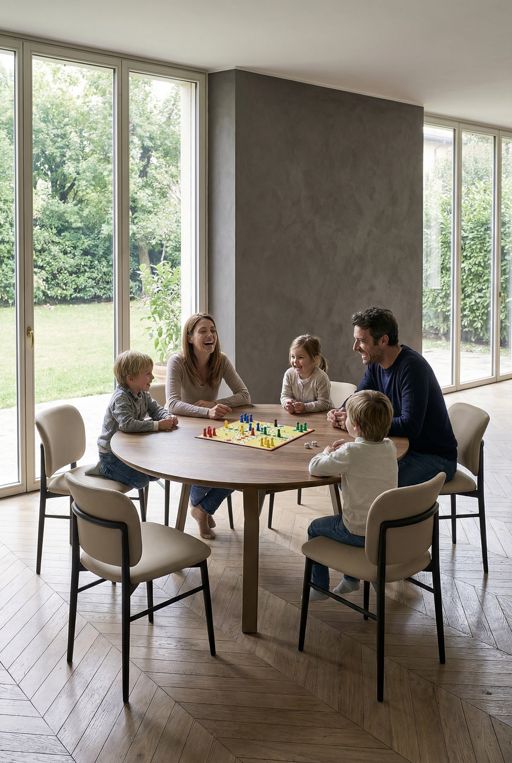 Tavolo da pranzo Livitalia Iron con angoli arrotondati in una sala da pranzo moderna