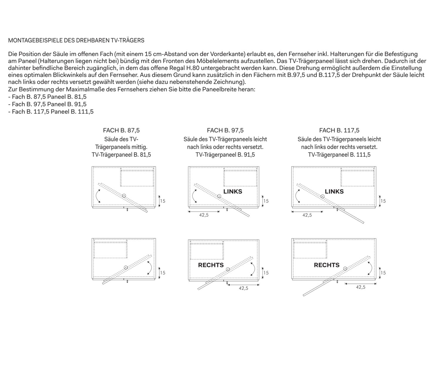 Vano TV Moduli Larghezze Schizzo Dimensioni Dimensioni Dimensioni Vano TV Moduli Larghezze Schizzo Dimensioni Dimensioni Dimensioni