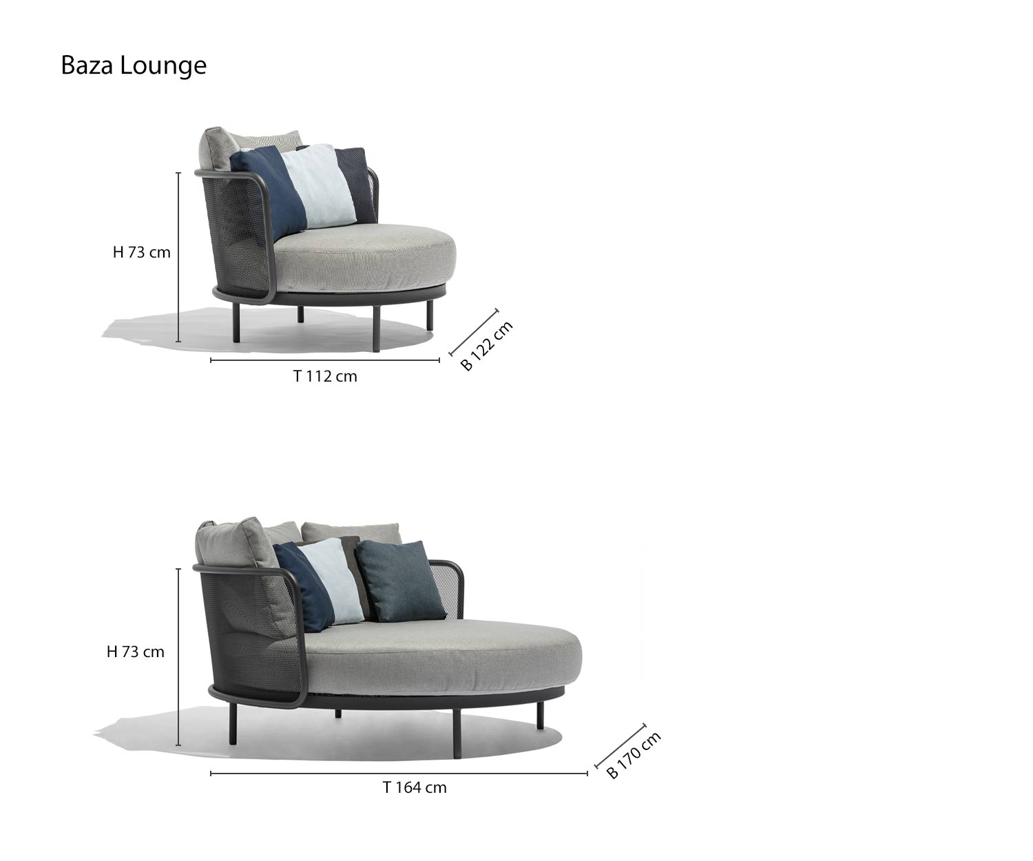 Todus Schizzo Baza Round Design Lounge e Daybed Dimensioni