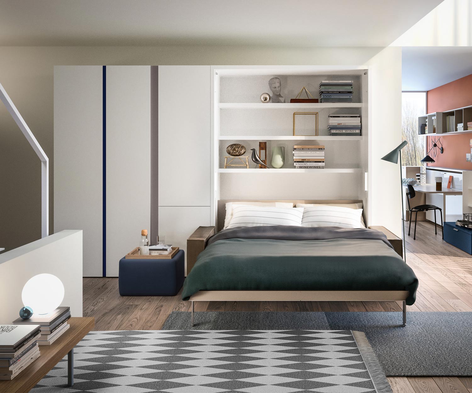 Moderno Clei Letto a scomparsa di design Penelope 2 con divano 160x200 rete per materassi Moderno Clei Letto a scomparsa di design Penelope 2 con divano 160x200 rete per materassi
