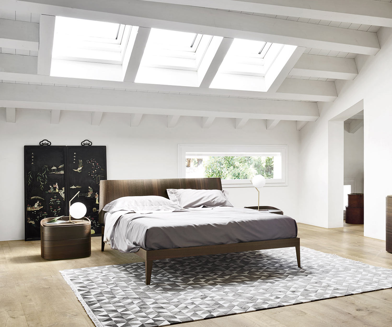 Esclusivo comodino Livitalia Design Round impiallacciato in rovere marrone Esclusivo comodino Livitalia Design Round impiallacciato in rovere marrone