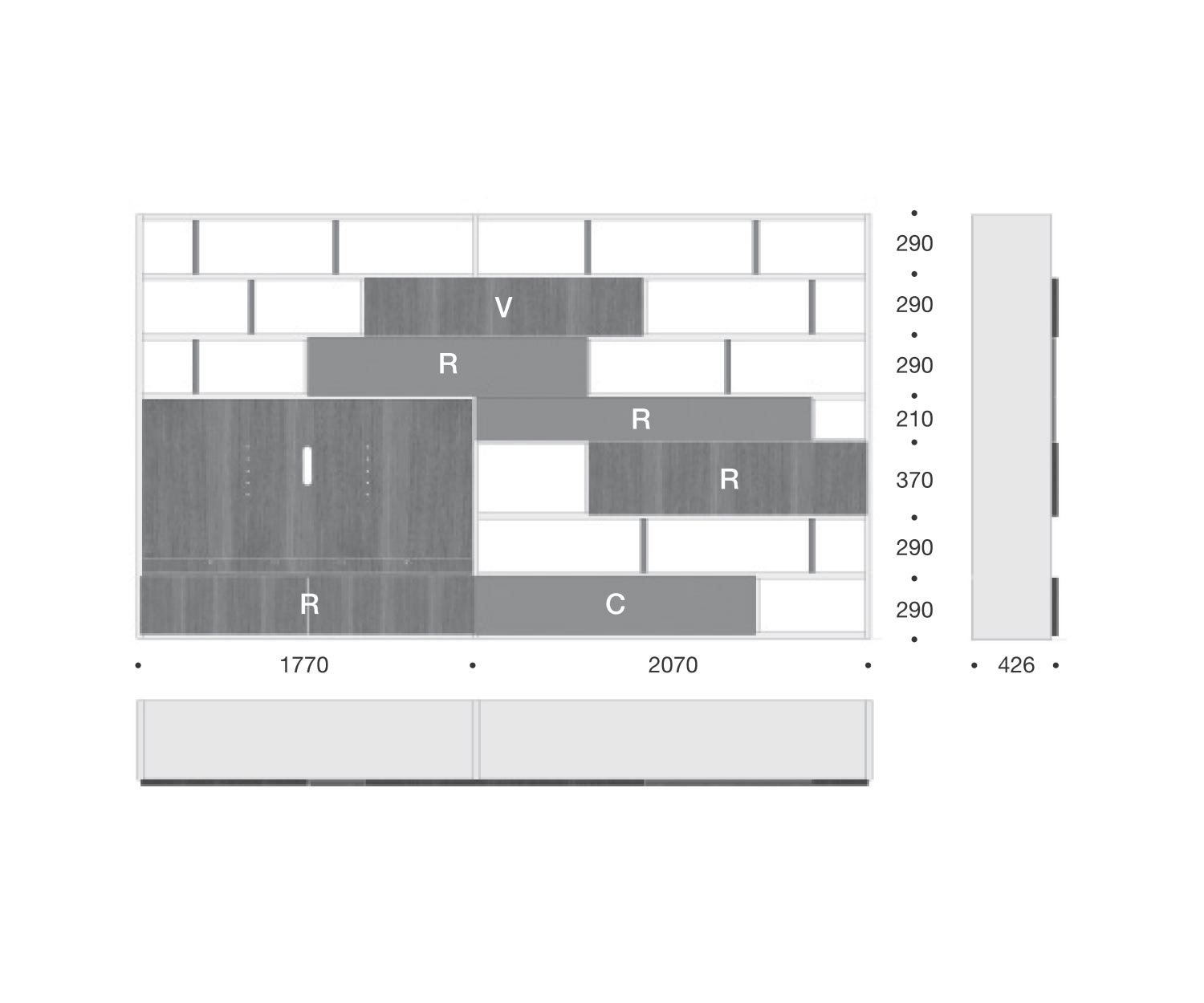 Livitalia Libreria di design C52 Dimensioni Misure Schizzo Livitalia Libreria di design C52 Dimensioni Misure Schizzo