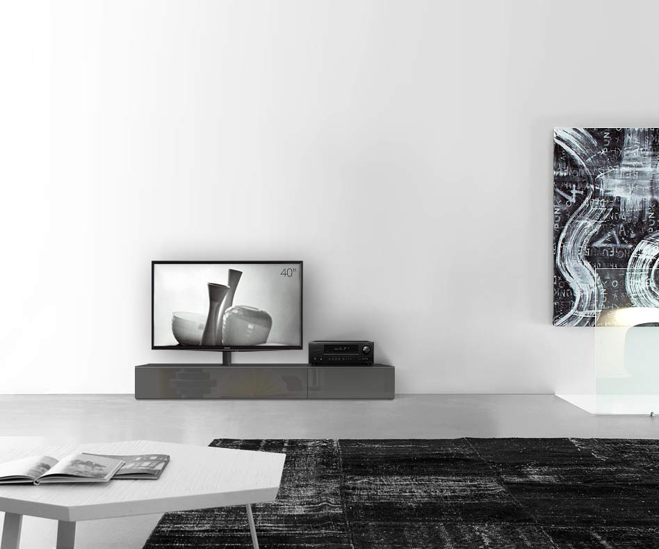 Configuratore di lavagna design con porta TV larghezza 180 25,5 45 sinistra grigio scuro lucido Configuratore di lavagna design con porta TV larghezza 180 25,5 45 sinistra grigio scuro lucido