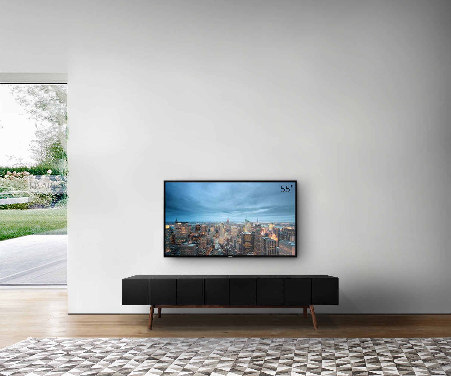 al2 MOS I KO 005 B Larghezza 200 cm Corpo nero Gambe noce