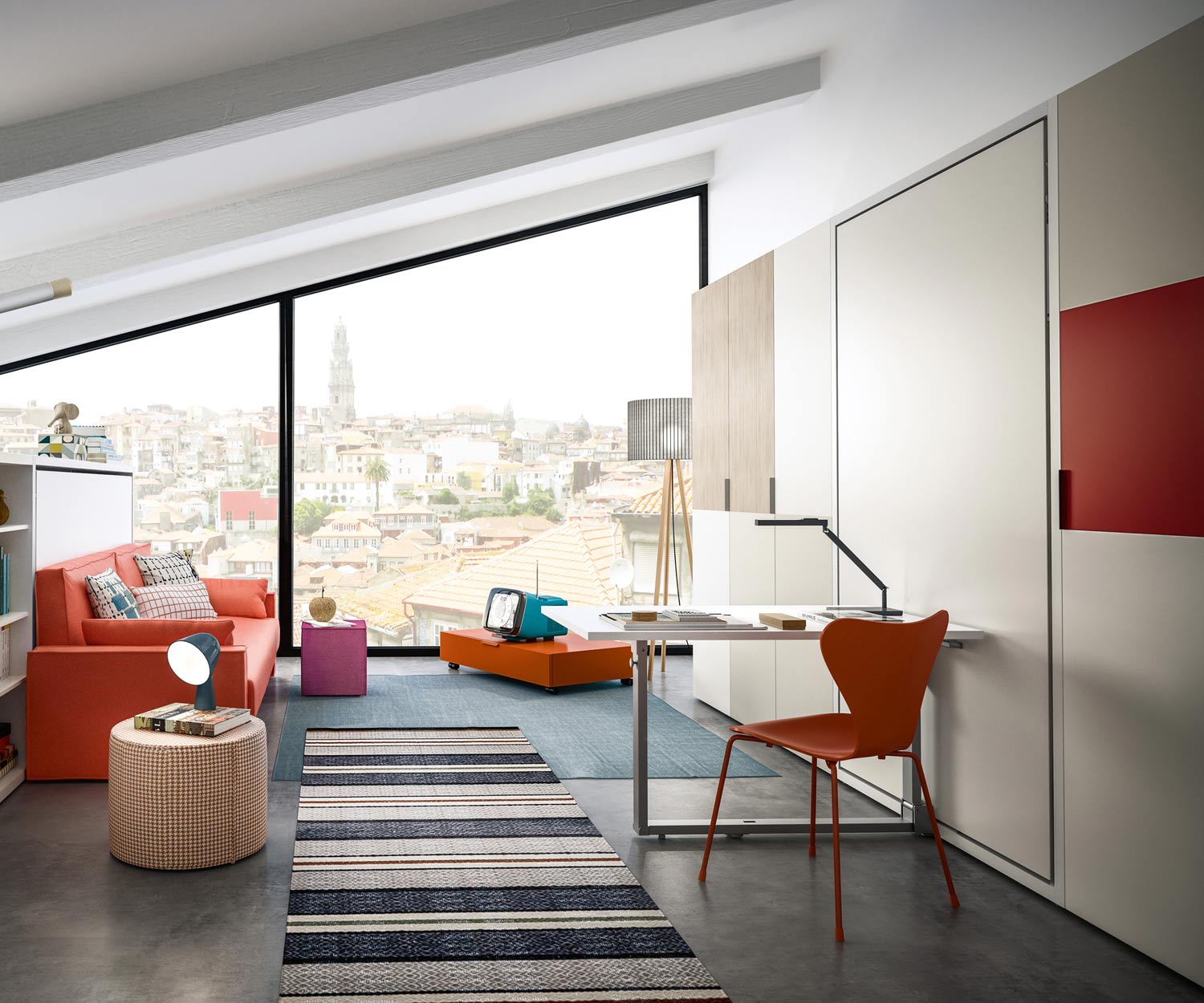 Armadio-letto a scomparsa per bambini con tavolo da pranzo Armadio-letto a scomparsa per bambini con tavolo da pranzo