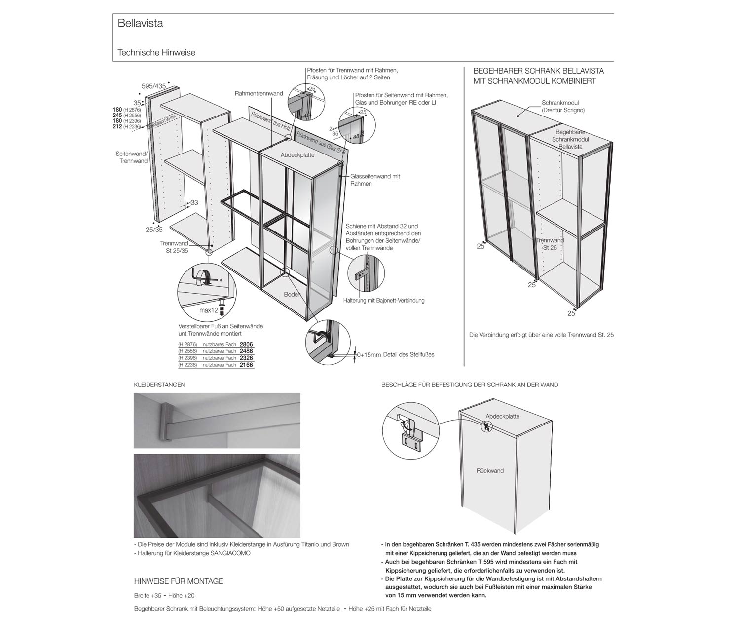 Livitalia Sistema di progettazione di spogliatoi Bellavista Dati tecnici Livitalia Sistema di progettazione di spogliatoi Bellavista Dati tecnici