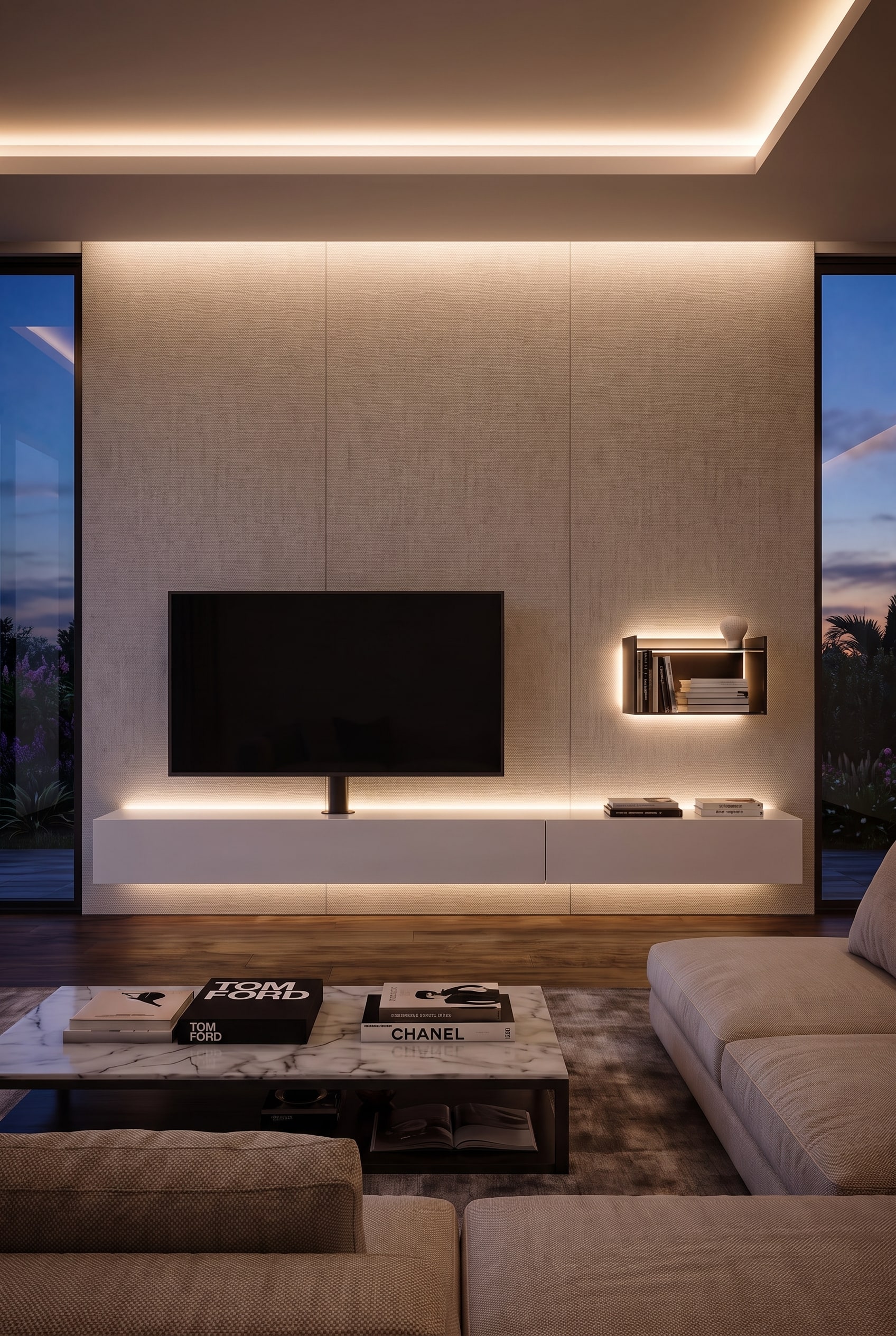 Wohnzimmer schwebendes Lowboard modern