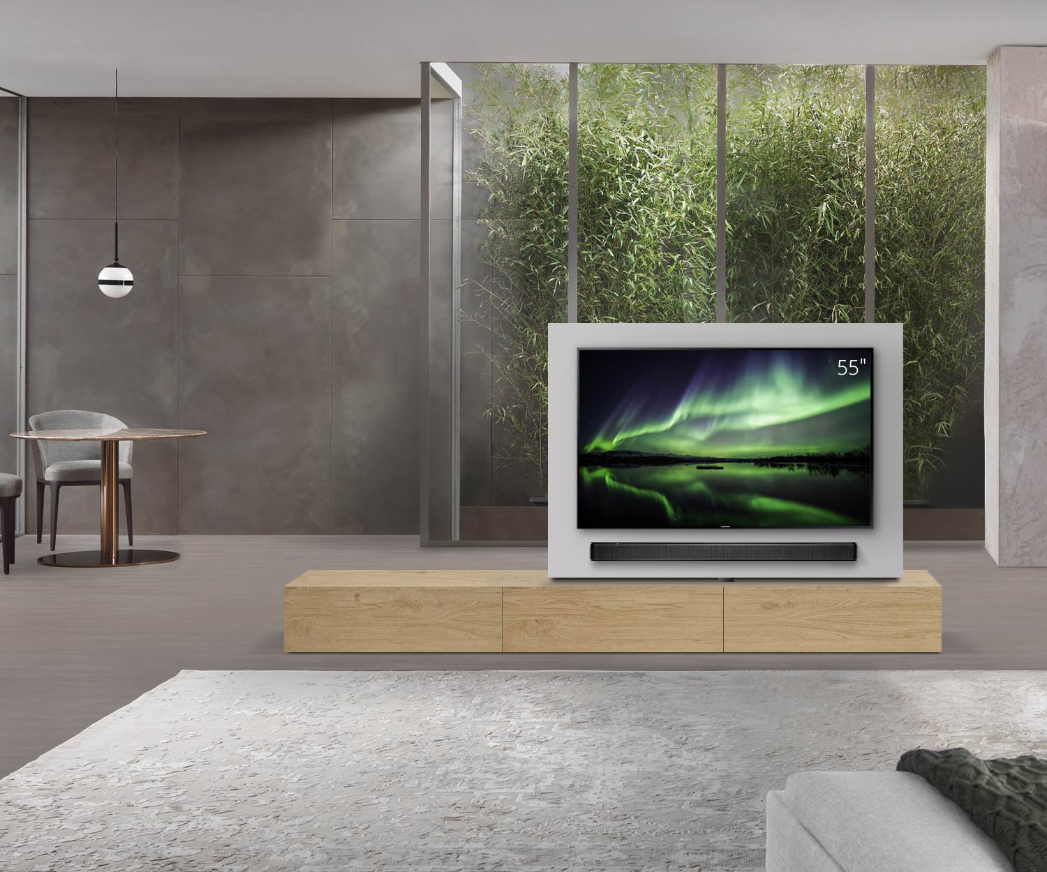 Livitalia Divisorio basso Roto design con pannello TV orientabile B180 65 H33 D47 EiHe B90li oBox Livitalia Divisorio basso Roto design con pannello TV orientabile B180 65 H33 D47 EiHe B90li oBox
