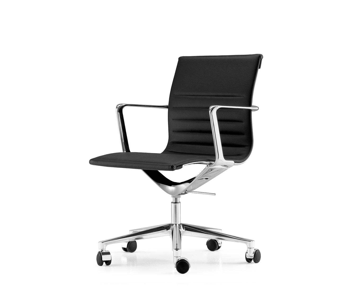 ICF Una Chair Managment sedia da ufficio design sedia girevole 5 bracci con rotelle H42 cm con pelle pelle nera 901 ICF Una Chair Managment sedia da ufficio design sedia girevole 5 bracci con rotelle H42 cm con pelle pelle nera 901