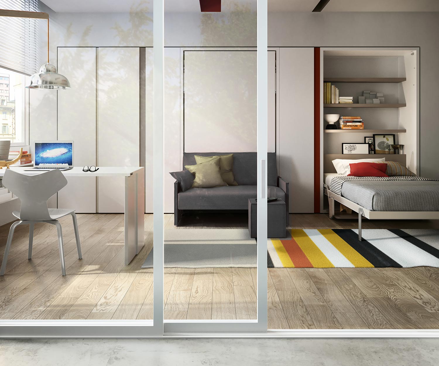 Mobile in vetro di design moderno con illuminazione a led e spazio di archiviazione a 4 cassetti Mobile in vetro di design moderno con illuminazione a led e spazio di archiviazione a 4 cassetti