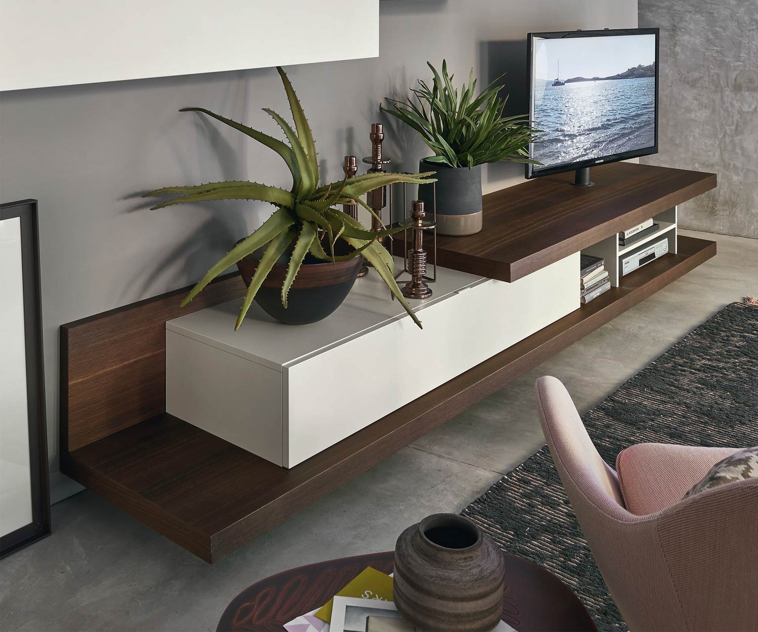 Livitalia Pensili di design C52 con cassetto e pensili più decorazione floreale Livitalia Pensili di design C52 con cassetto e pensili più decorazione floreale