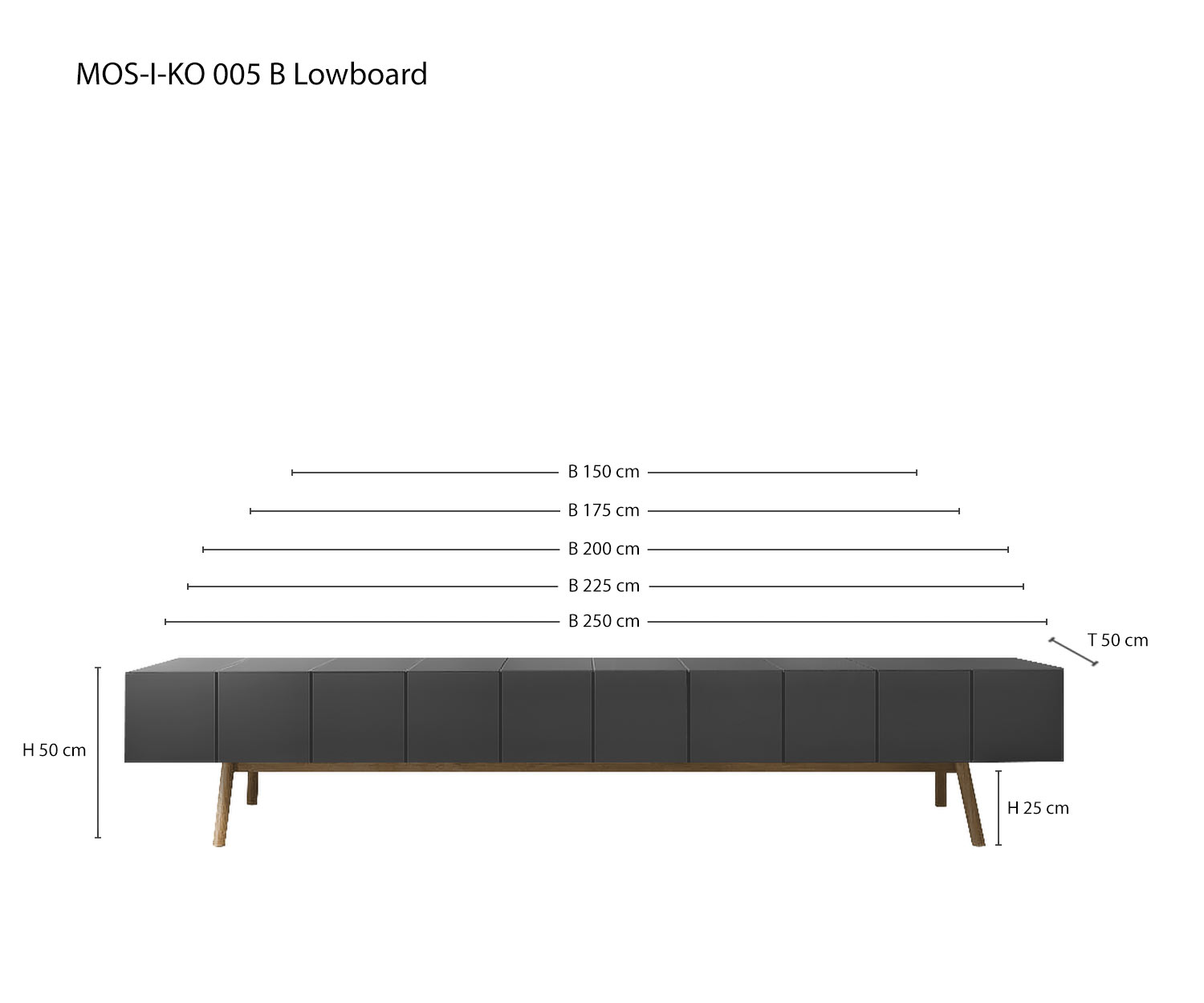 Credenza di design MOS I KO 005 B di al2 Schizzo Dimensioni Misure Varianti Credenza di design MOS I KO 005 B di al2 Schizzo Dimensioni Misure Varianti