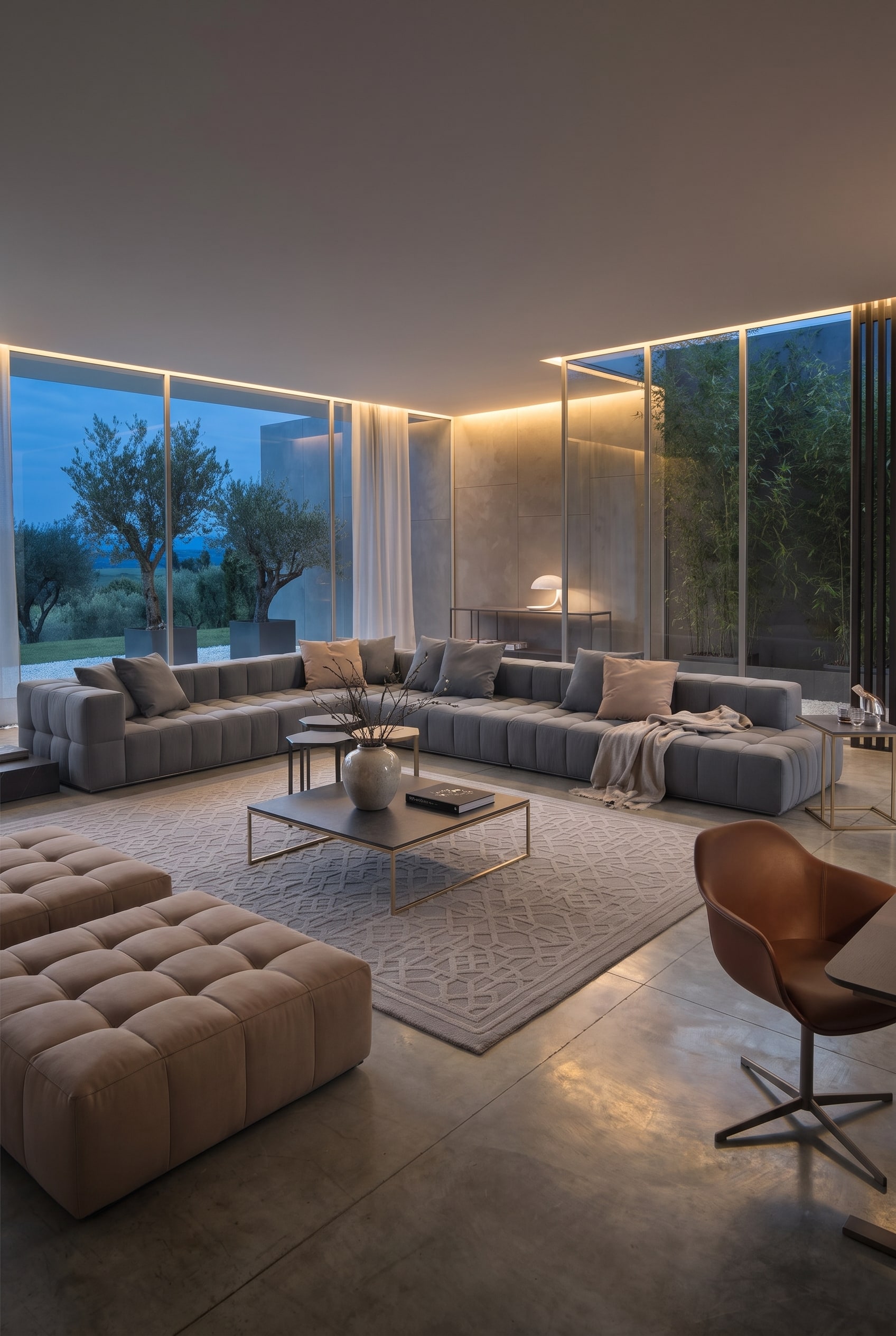 Modernes Wohnzimmer mit freistehendem Lounge Sofa