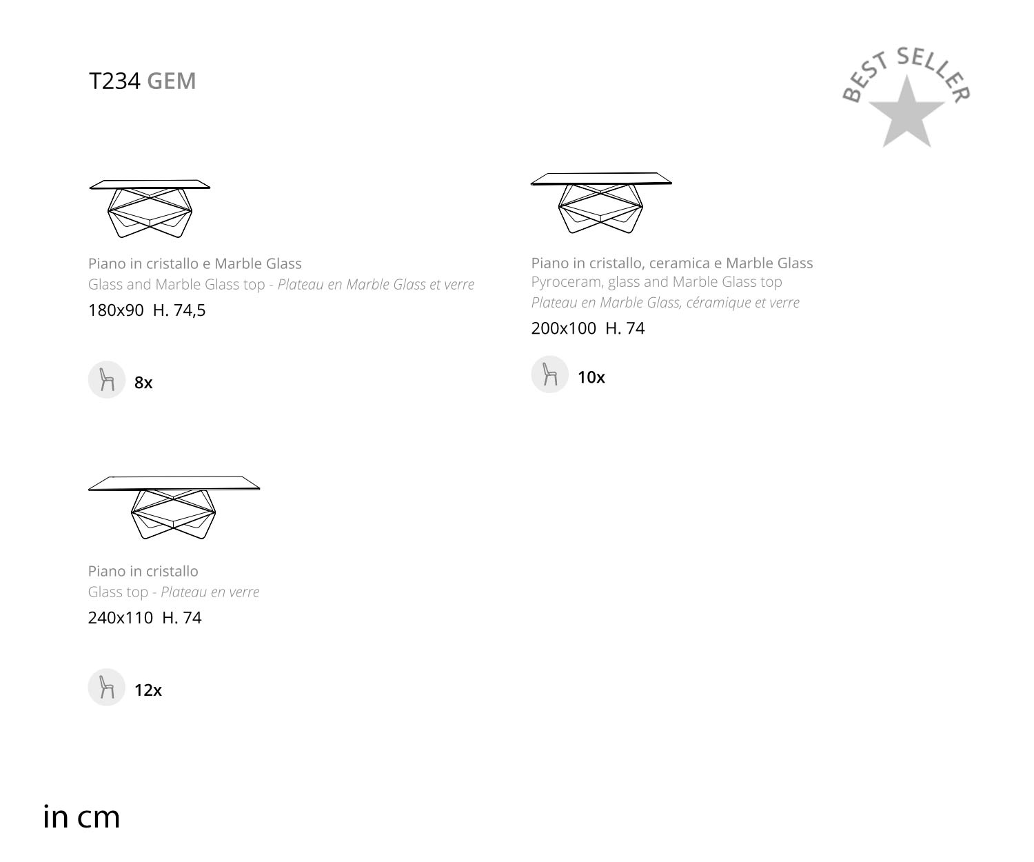 Ozzio Gem Tavolo da pranzo moderno in vetro quadrato 240 cm Ozzio Gem Tavolo da pranzo moderno in vetro quadrato 240 cm