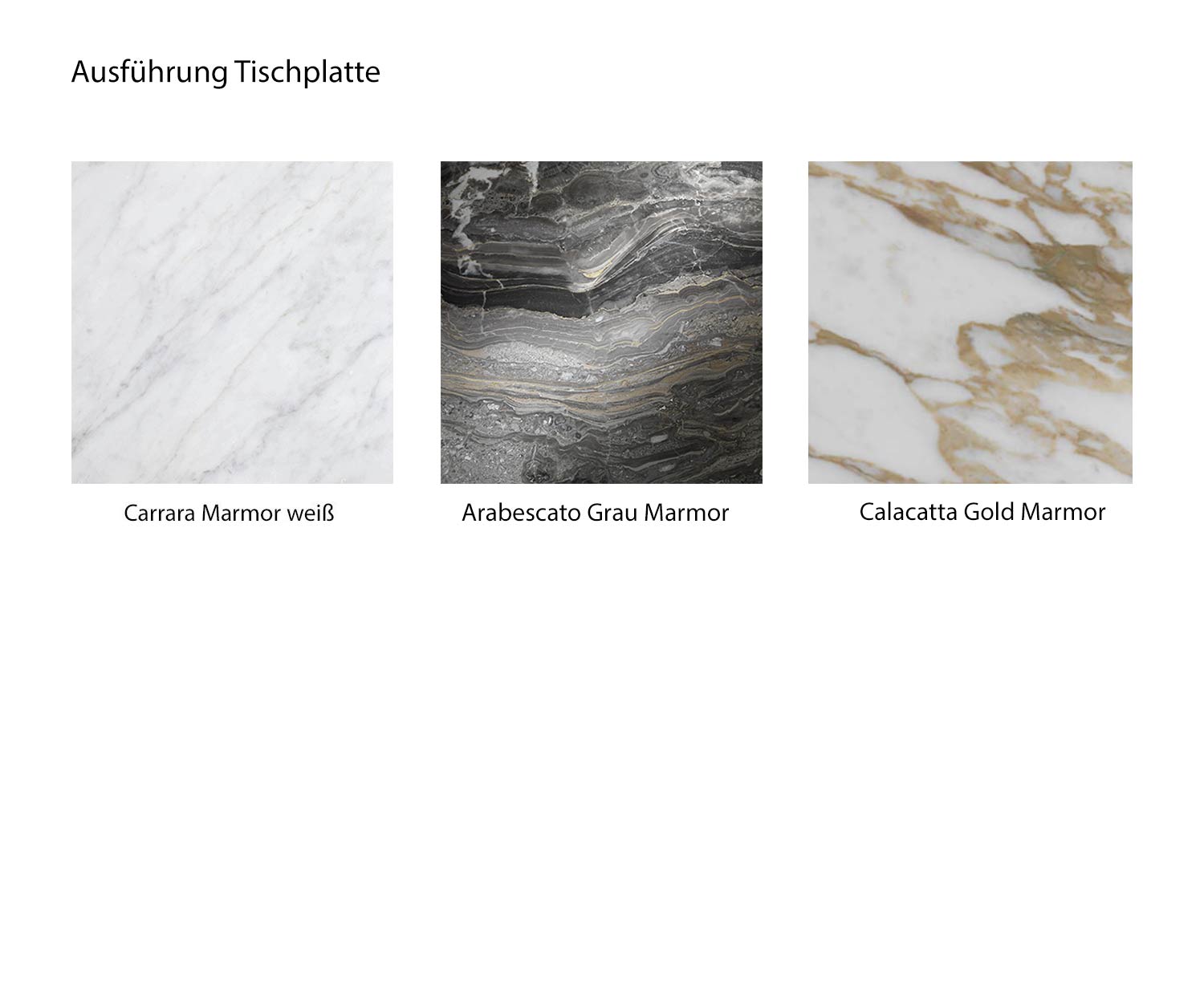 Panoramica dei colori Couch Table Wave Tipi di marmo Carrara Calacatta Arabescato