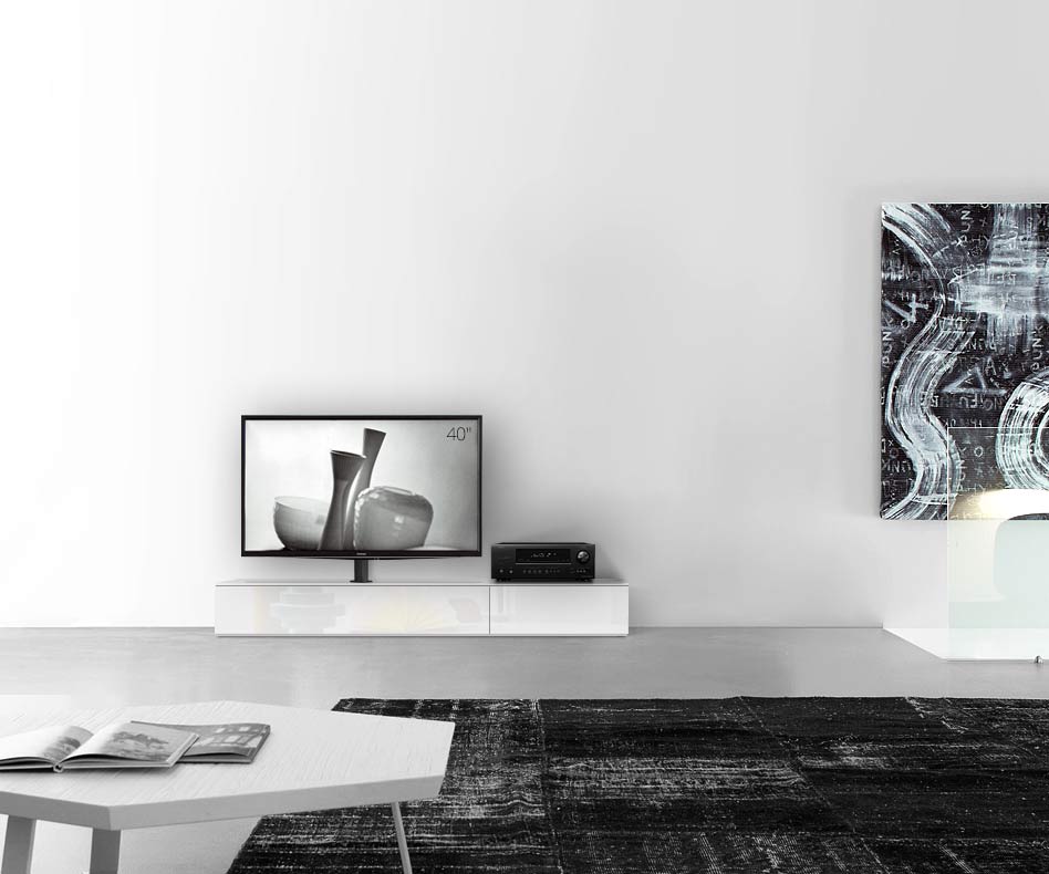 Configuratore di lavagna design con porta TV larghezza 180 25,5 54,6 sinistra bianco lucido Configuratore di lavagna design con porta TV larghezza 180 25,5 54,6 sinistra bianco lucido