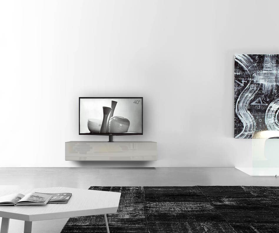 Configuratore di lavagna design con supporto TV a parete larghezza 150 32 45 centro grigio chiaro lucido Configuratore di lavagna design con supporto TV a parete larghezza 150 32 45 centro grigio chiaro lucido