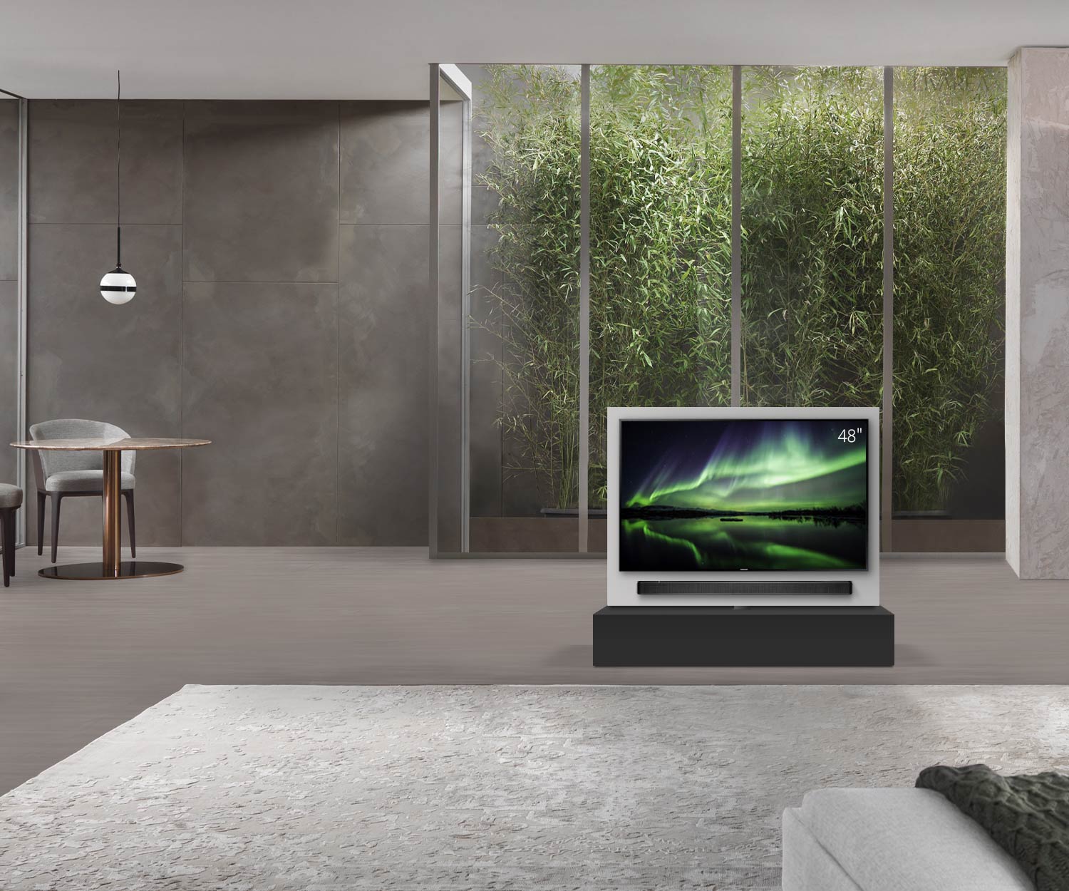 Livitalia Divisorio basso Roto design con pannello TV orientabile L120 50 H25 P47 NeroM senza oBox Livitalia Divisorio basso Roto design con pannello TV orientabile L120 50 H25 P47 NeroM senza oBox