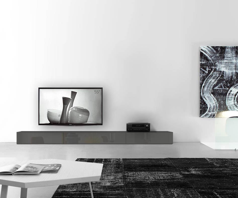 /Base per lavagna di design L300 H27 grigio scuro lucido /Base per lavagna di design L300 H27 grigio scuro lucido
