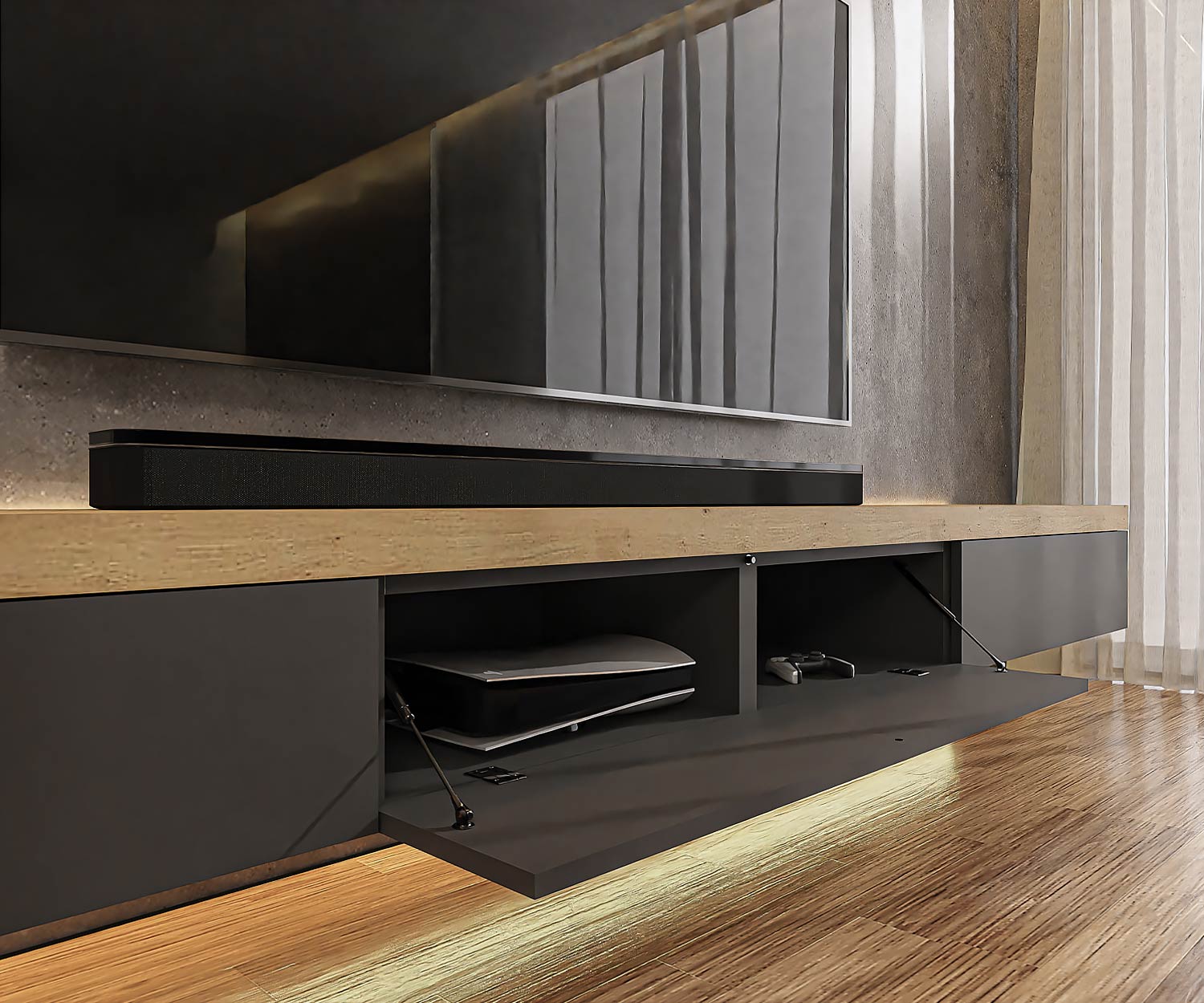 Livitalia Lowboard mit dicker Abdeckplatte