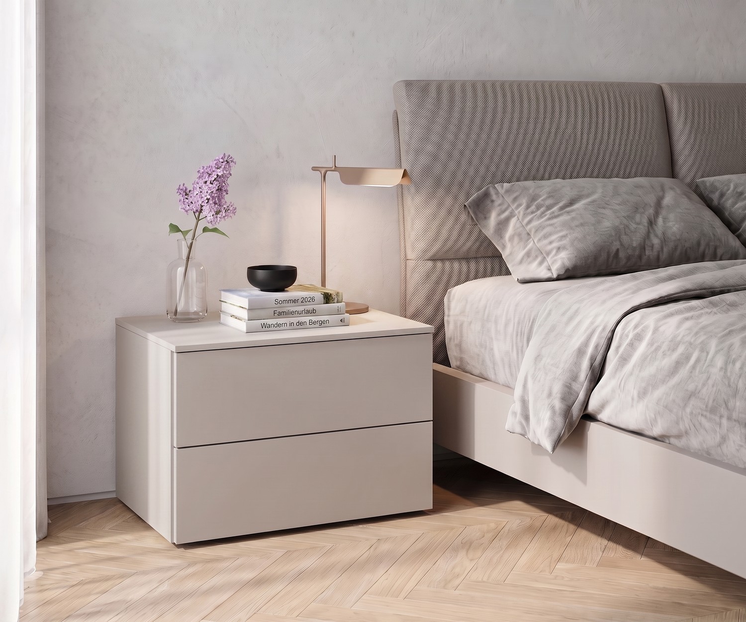 Comodino di design minimalista beige Livitalia Atena Comodino Livitalia Atena per la camera da letto: cassettiera beige minimalista con cassetti dal design moderno.
