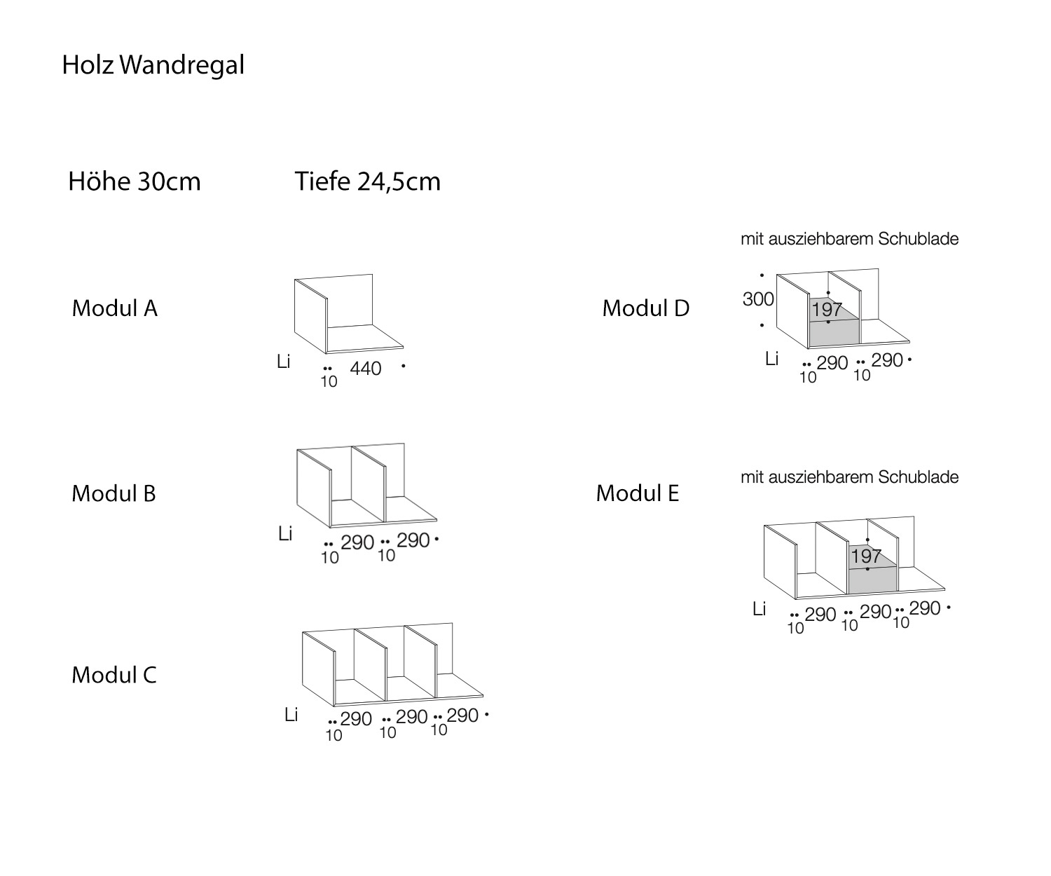 Mensola da parete in legno di Livitalia Design Dimensioni Mensola da parete in legno di Livitalia Design Dimensioni