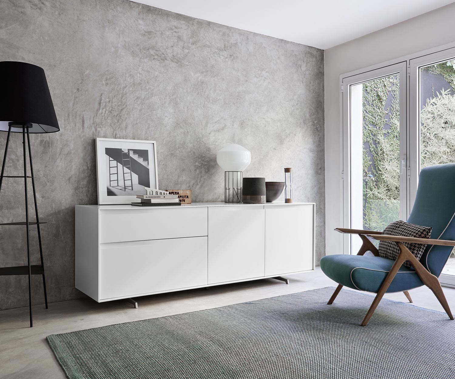 Credenza di design di alta qualità Livitalia Vela in bianco opaco Credenza di design di alta qualità Livitalia Vela in bianco opaco