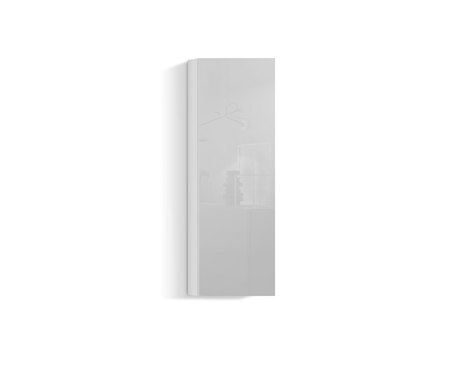 Parete attrezzata soggiorno design verticale H128 L45 bianco400 Parete attrezzata soggiorno design verticale H128 L45 bianco400