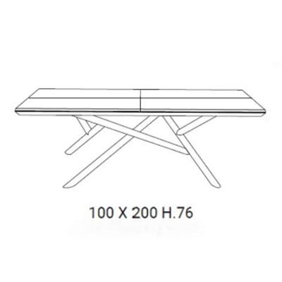 L 200 x 100 / H 76 cm estensibile a L 254 x 138 / H 76 cm | Rovere carbone nero (come fig.)