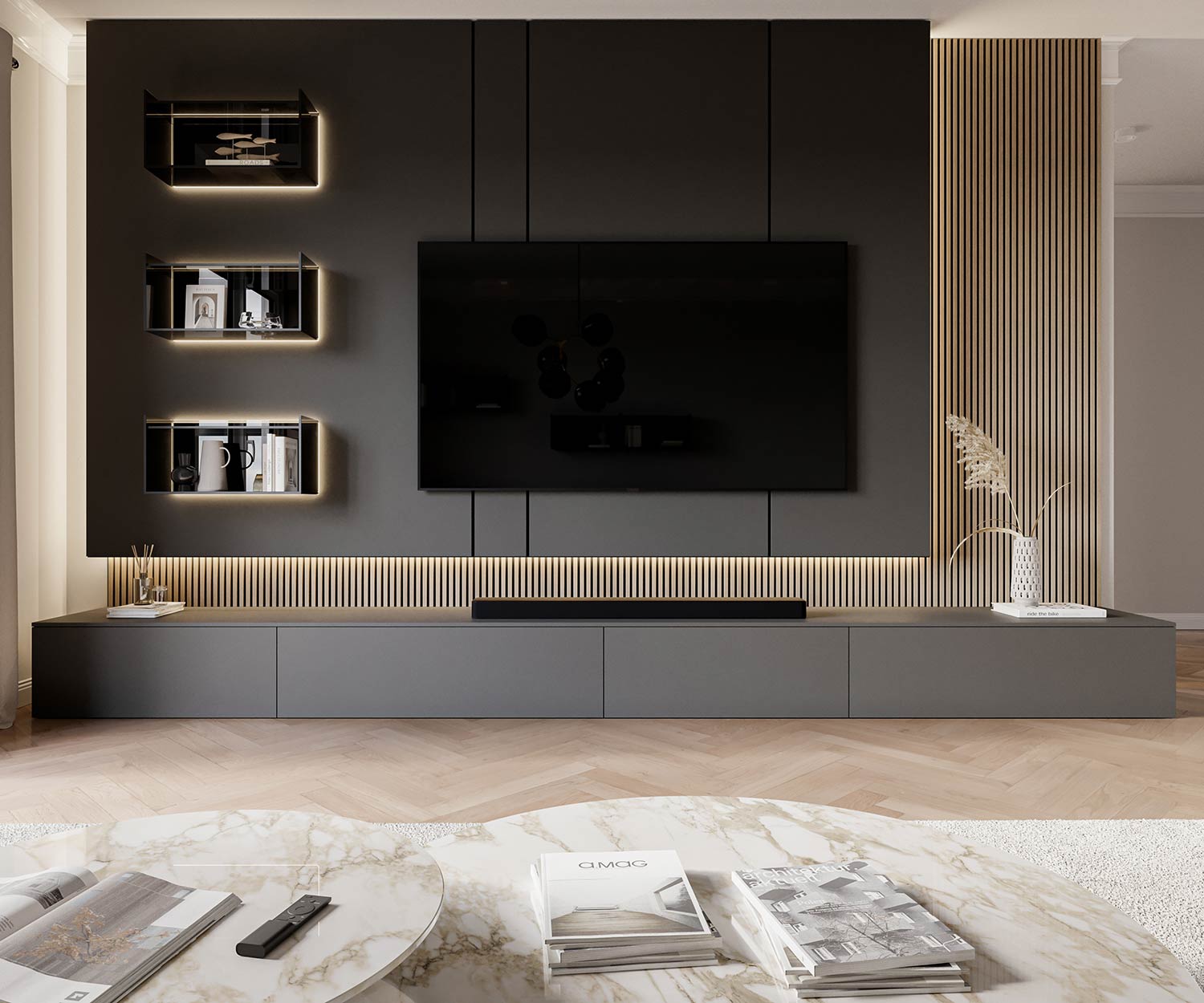 Livitalia Parete TV di design C100 frontale