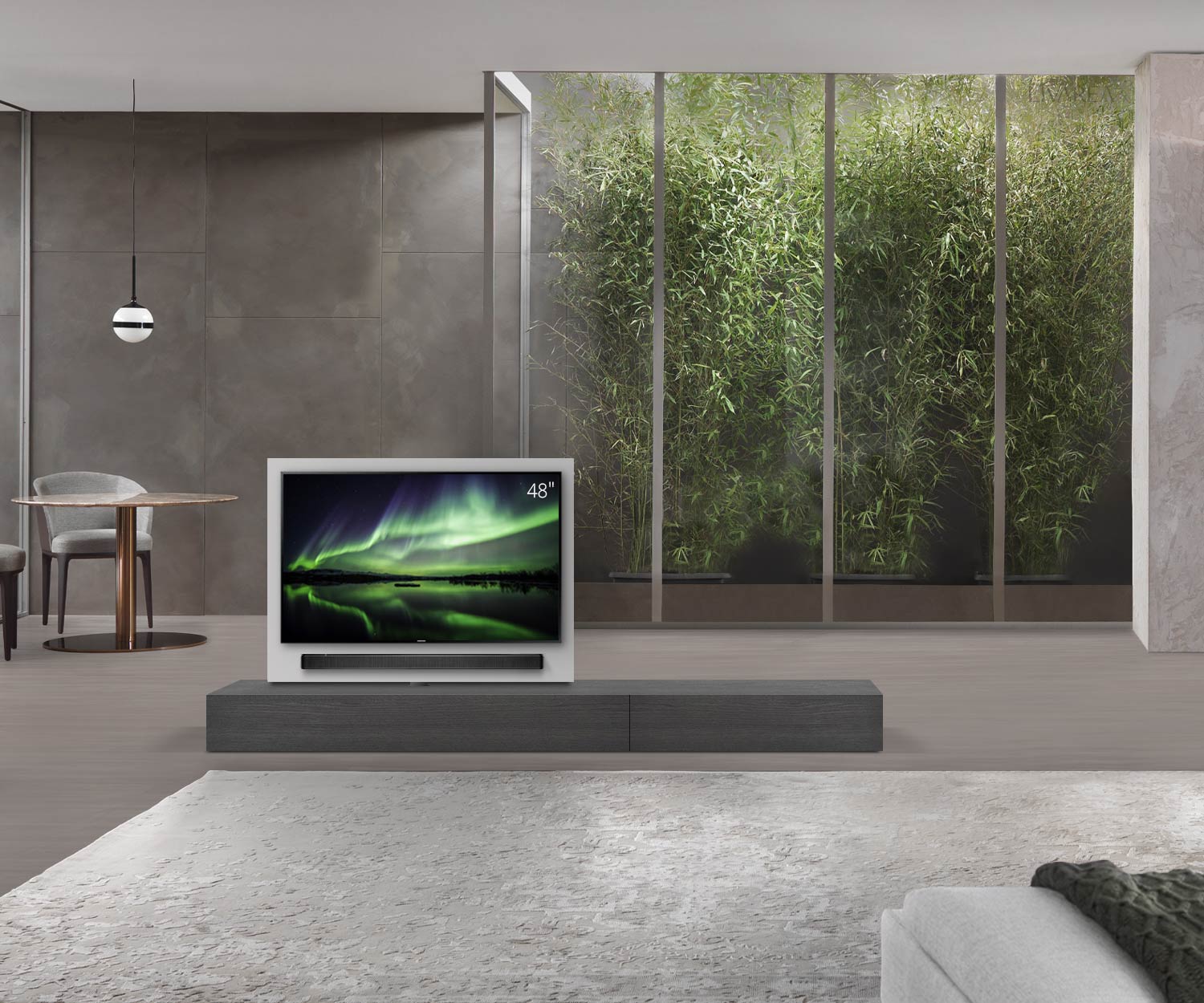 Livitalia Divisorio basso Roto design con pannello TV orientabile L150 50 H25 P56 EiGr B90re oBox Livitalia Divisorio basso Roto design con pannello TV orientabile L150 50 H25 P56 EiGr B90re oBox