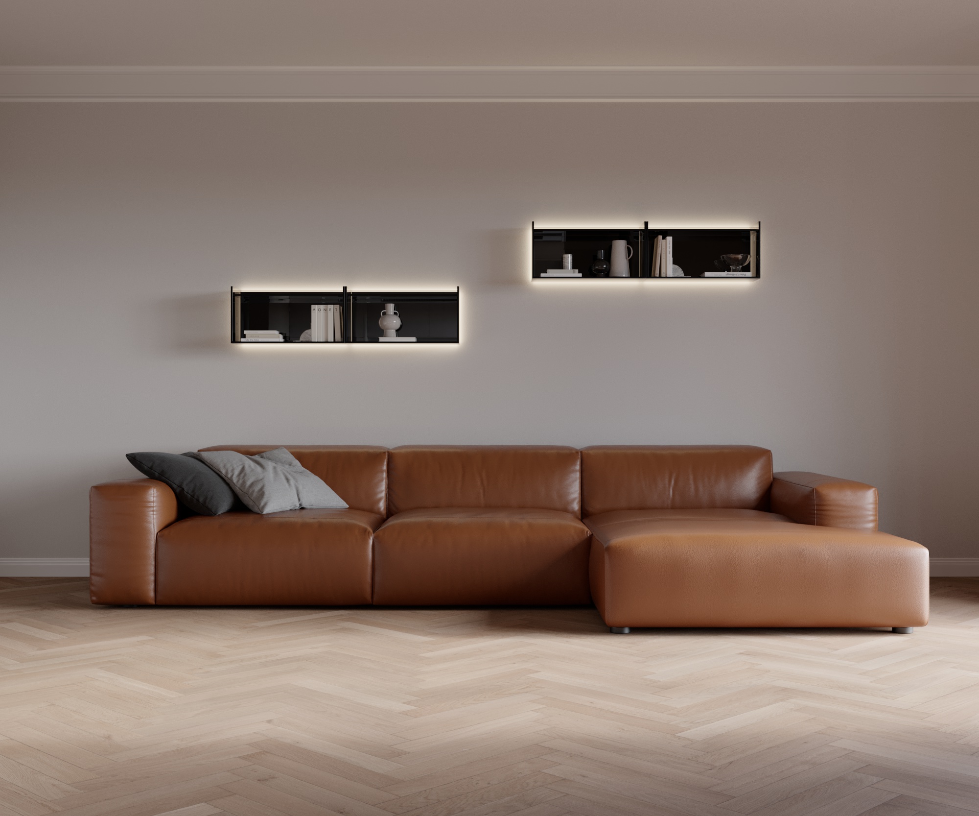Cloud 2 posti chaise lounge destra in pelle Devina Cognac Cloud 2 posti chaise lounge destra in pelle Devina Cognac