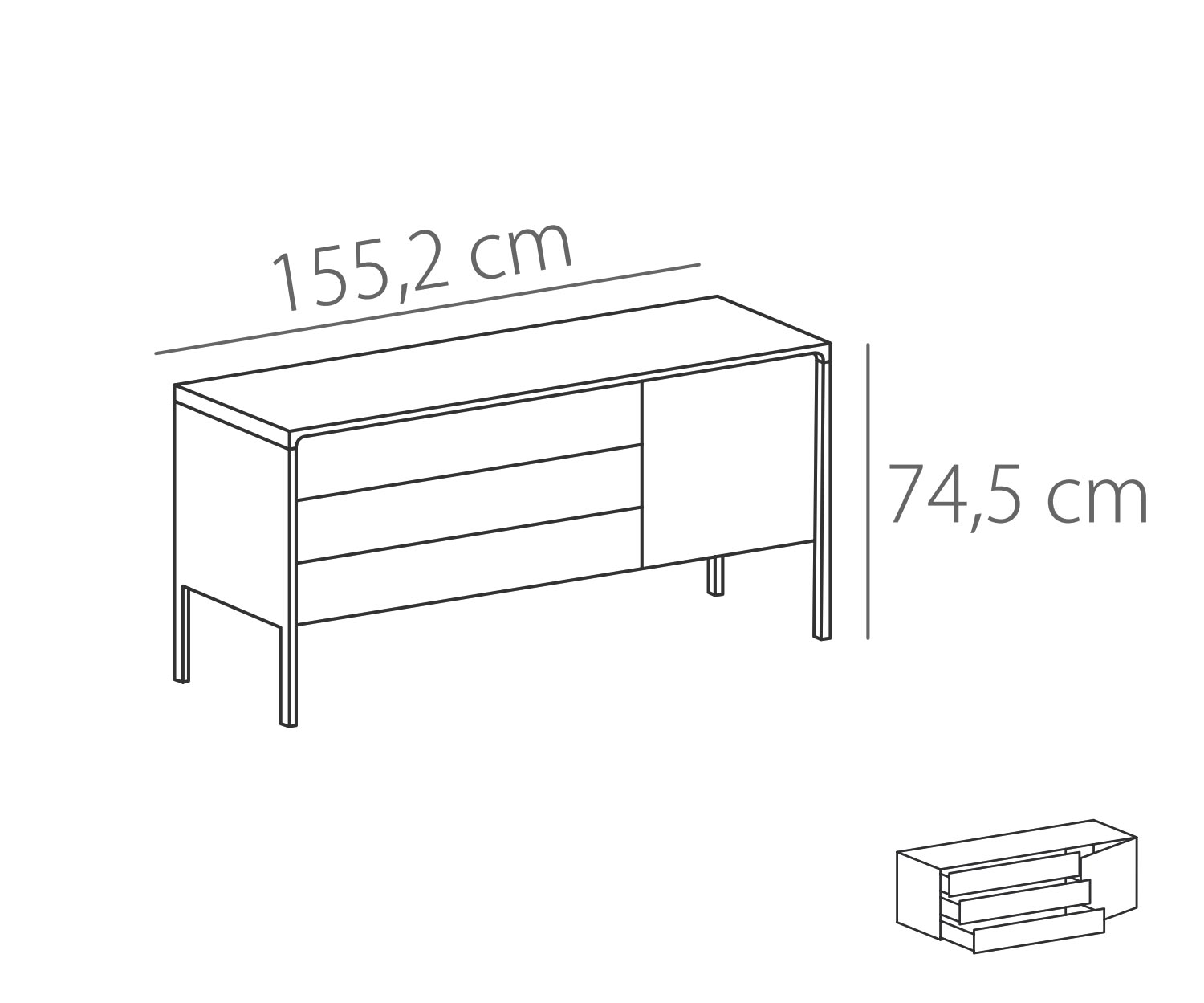 Punt Credenza Rovere Tactile Bianco Tactile B 155 3 cassetti + 1 anta Bozzetto Punt Credenza Rovere Tactile Bianco Tactile B 155 3 cassetti + 1 anta Bozzetto