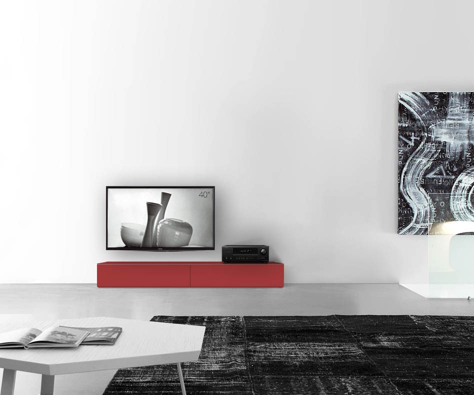 /Piano ribassato di design B180 H27 rosso opaco /Piano ribassato di design B180 H27 rosso opaco