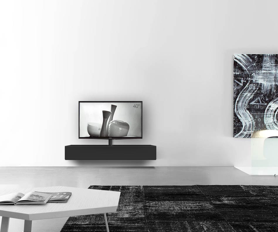 Configuratore di lavagna design con supporto TV a parete larghezza 150 24 45 centro nero opaco Configuratore di lavagna design con supporto TV a parete larghezza 150 24 45 centro nero opaco