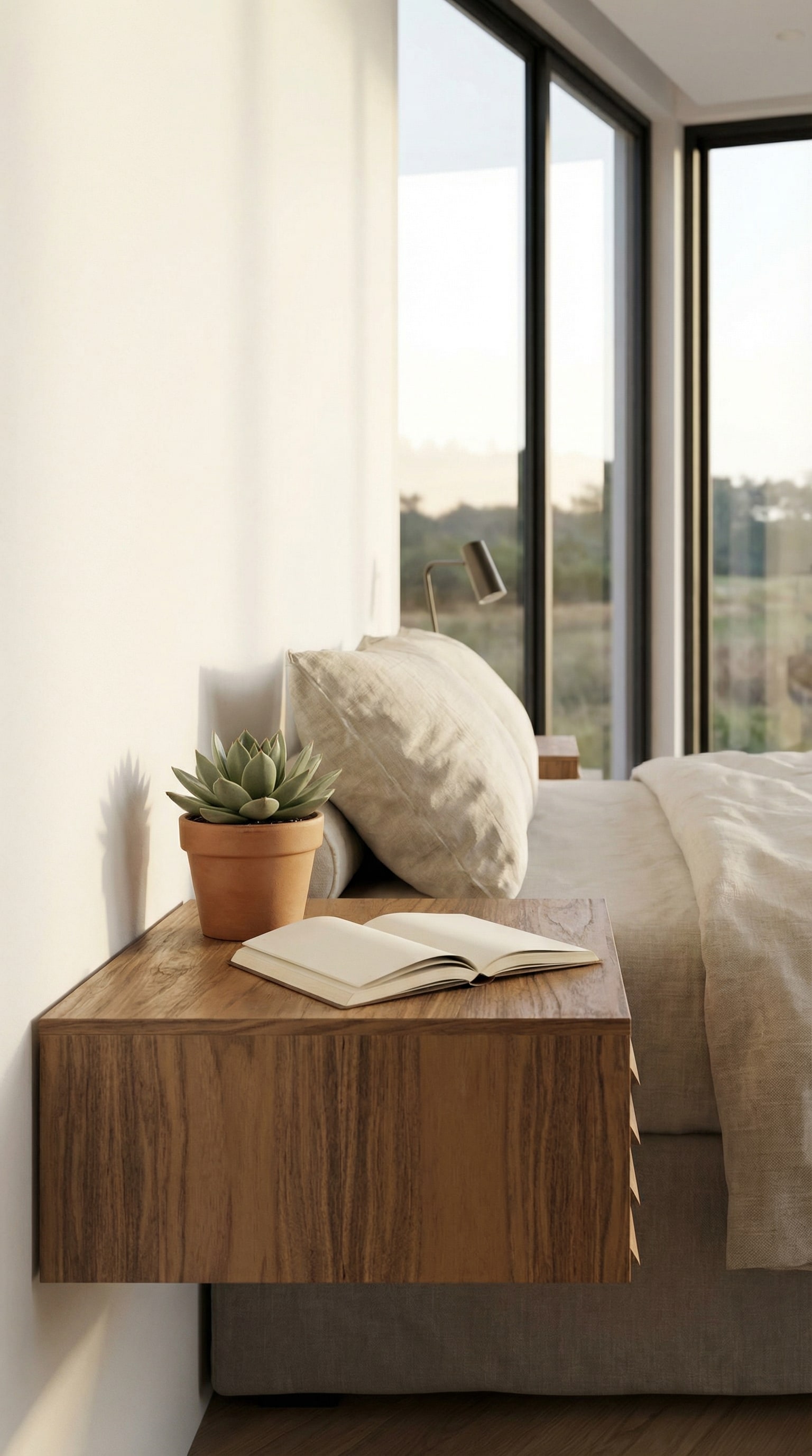 Comodino Punt Sussex con lamelle in legno per un'esperienza tattile in camera da letto