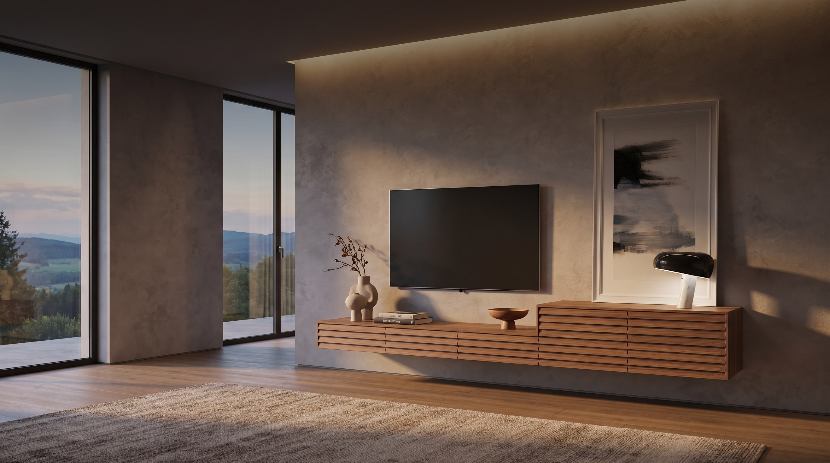 Mobile TV sospeso: Il segreto di design che apre ogni spazio