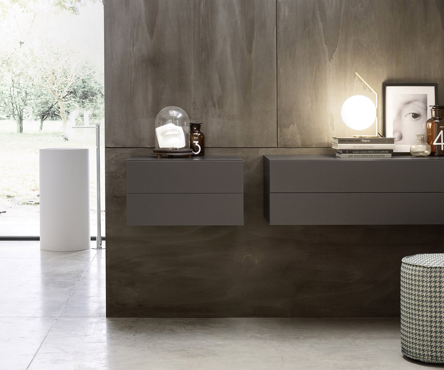 Novamobili Comodino Easy 2 cassetti grigio scuro opaco sospeso Novamobili Comodino Easy 2 cassetti grigio scuro opaco sospeso