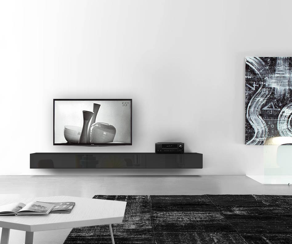 /Muro basso di design B270 H25 5 nero lucido /Muro basso di design B270 H25 5 nero lucido