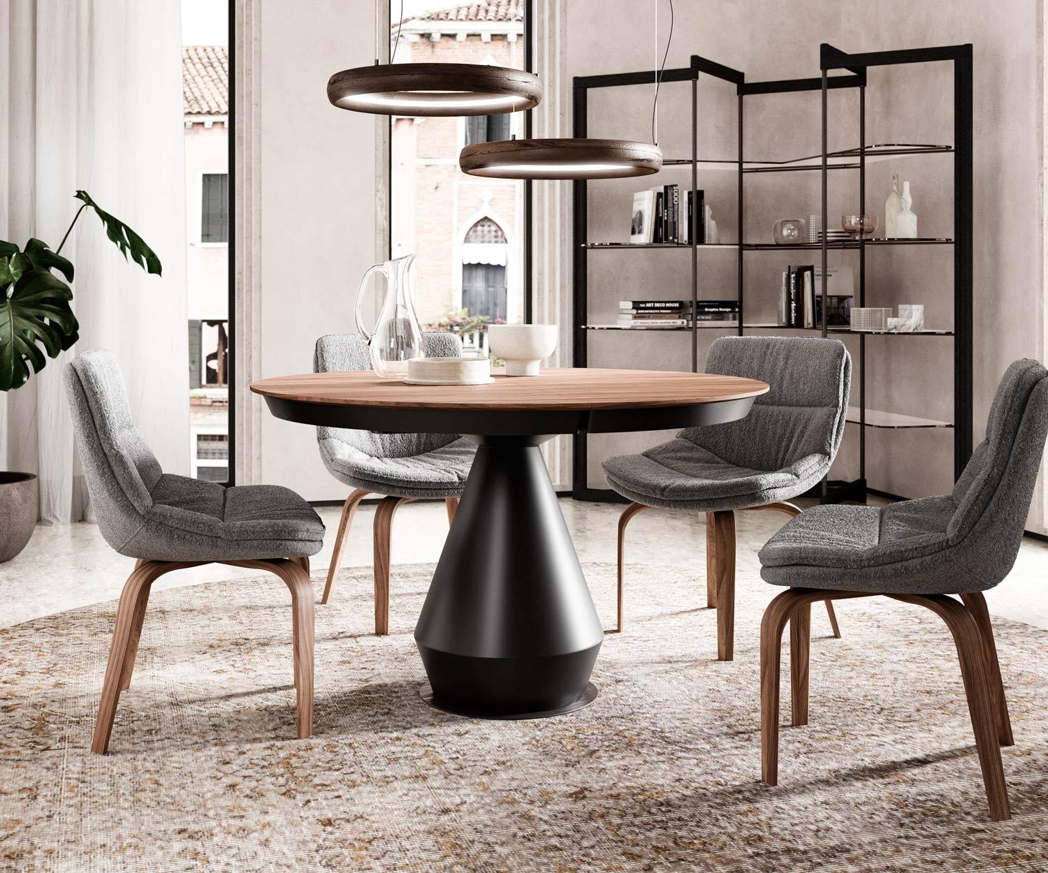 Ozzio Lycos Tavolo da pranzo rotondo allungabile di design